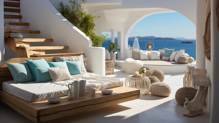 Close-up of luxurious design living room in a contemporary, modern mediteranean villa