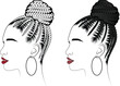 Black braid hairstyles and Top Buns - Braid Illustration - African Hairs