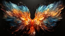 Drawing Angel Wings Shine Multicolored Color Generative AI