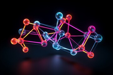Wall Mural - Abstract molecule geometry background. Ai generative.