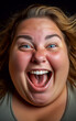 © Giordano Aita - Close-up on the face of a fat WOman with a jovial and smiling appearance, expressing joie de vivre