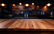© oksa_studio - Empty wooden table rustic and blurred background of bar or pub. For product display. High quality photo