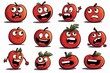 © Phanida - Tomato Doodles Evolve into a Fun Set of Rounded Emoticons, Generative AI