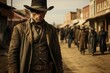 A cowboy prepares for a duel in a Wild West town. Generative AI