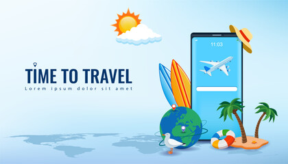 Wall Mural - Travel and tourism concept. Advertising template. Vector