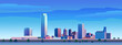 Oklahoma city skyline silhouette. Landscape OKC. Vector illustration on blue background.