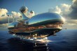 ship of the future futuristic made of modern rounded material mars 