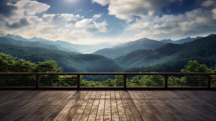 Canvas Print - landscape with wooden fence HD 8K wallpaper Stock Photographic Image