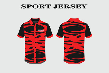 Sport t-shirt design for racing, jersey, cycling, football, gaming, motocross front and back view