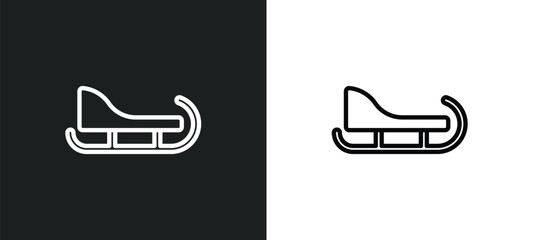 Wall Mural - sledge outline icon in white and black colors. sledge flat vector icon from winter collection for we