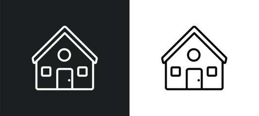 Wall Mural - chalet outline icon in white and black colors. chalet flat vector icon from winter collection for we