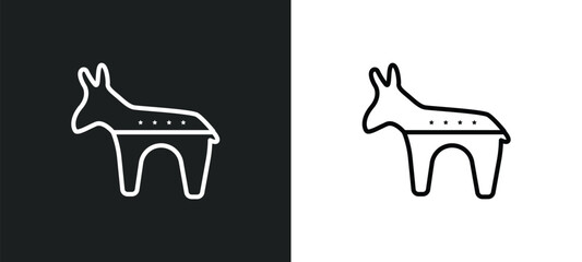 Wall Mural - democrat outline icon in white and black colors. democrat flat vector icon from united states of ame