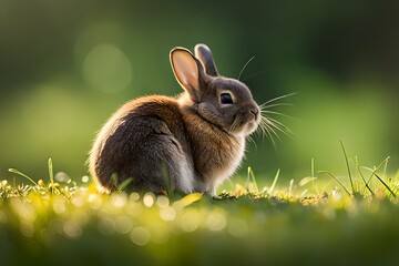 rabbit in the grass generated by  AI