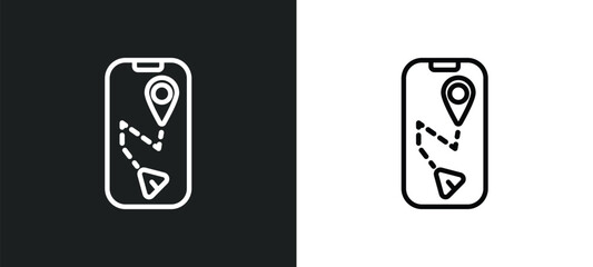 Wall Mural - mobile map outline icon in white and black colors. mobile map flat vector icon from travel collection for web, mobile apps and ui.