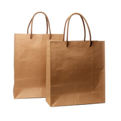 Eco friendly packaging material - Blank empty brown paper bag shopping bags shop carry bag recyclable, isolated on transparent background png (Generative Ai)