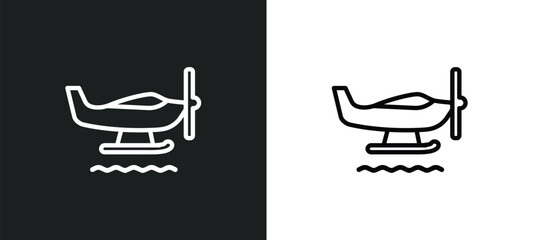 Wall Mural - hydroplane outline icon in white and black colors. hydroplane flat vector icon from transportation c