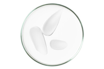 Sticker - Petri dish isolated on empty background. A smear of cosmetic cream in a Petri dish.