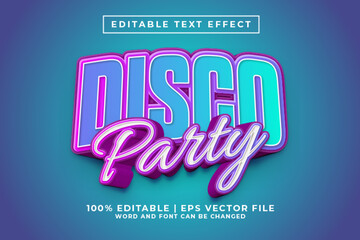 disco party 3d editable text effect cartoon style premium vector