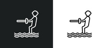 Waterski Outline Icon In White And Black Colors. Waterski Flat Vector Icon From Summer Collection For Web, Mobile Apps And Ui.