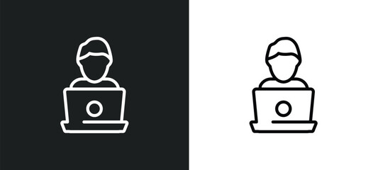 Wall Mural - programmer outline icon in white and black colors. programmer flat vector icon from strategy collect