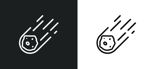 meteorite outline icon in white and black colors. meteorite flat vector icon from stone age collection for web, mobile apps and ui.