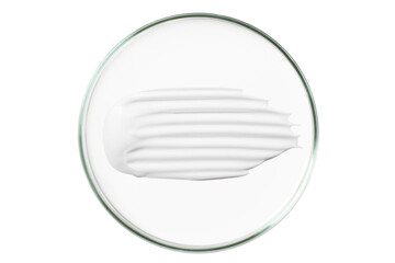 Sticker - Petri dish isolated on empty background. A smear of cosmetic cream in a Petri dish.