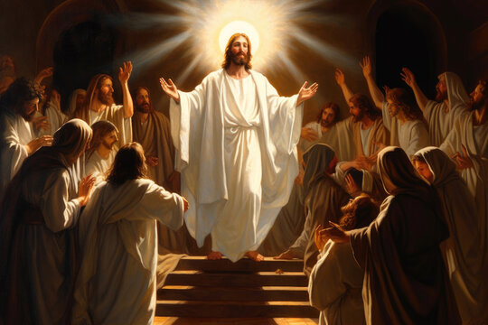 Christ resurrection with apostles around