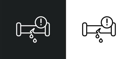 Wall Mural - leak outline icon in white and black colors. leak flat vector icon from smart house collection for w