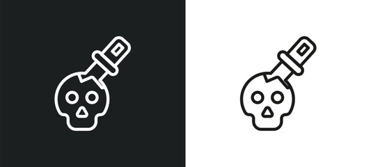 skull and dagger outline icon in white and black colors. skull and dagger flat vector icon from shapes collection for web, mobile apps ui.