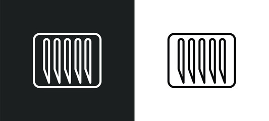 Wall Mural - pins outline icon in white and black colors. pins flat vector icon from sew collection for web, mobi