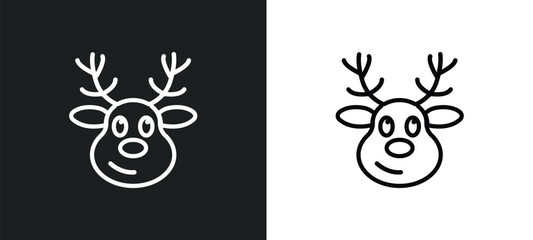 Poster - reindeer outline icon in white and black colors. reindeer flat vector icon from season collection for web, mobile apps and ui.