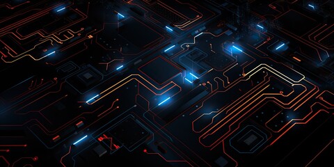 Wall Mural - AI Generated. AI Generative. Abstract geometric background hud display innovation monitor technology game graphics. Graphic Art