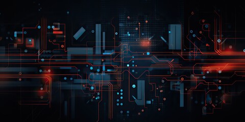 Wall Mural - AI Generated. AI Generative. Abstract geometric background hud display innovation monitor technology game graphics. Graphic Art