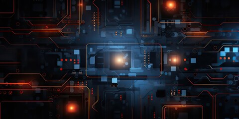 Wall Mural - AI Generated. AI Generative. Abstract geometric background hud display innovation monitor technology game graphics. Graphic Art