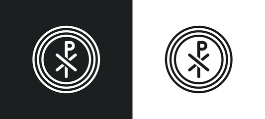 Wall Mural - chi rho outline icon in white and black colors. chi rho flat vector icon from religion collection fo
