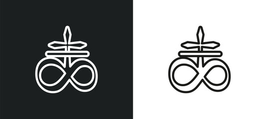 Wall Mural - satanic church outline icon in white and black colors. satanic church flat vector icon from religion