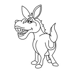 Wall Mural - Funny donkey cartoon coloring page