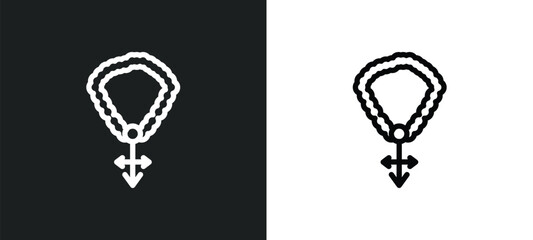 Wall Mural - rosary outline icon in white and black colors. rosary flat vector icon from religion collection for web, mobile apps and ui.