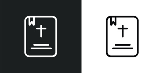 bible outline icon in white and black colors. bible flat vector icon from religion collection for web, mobile apps and ui.