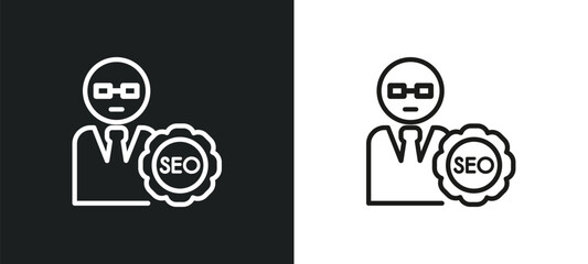 seo consulting outline icon in white and black colors. seo consulting flat vector icon from programming collection for web, mobile apps and ui.