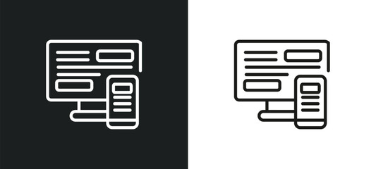 adaptive layout outline icon in white and black colors. adaptive layout flat vector icon from programming collection for web, mobile apps and ui.