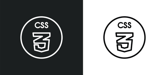 css outline icon in white and black colors. css flat vector icon from programming collection for web, mobile apps and ui.