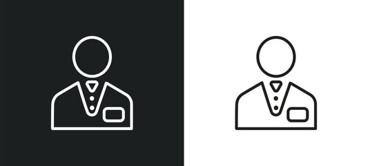 Wall Mural - clerk outline icon in white and black colors. clerk flat vector icon from professions collection for