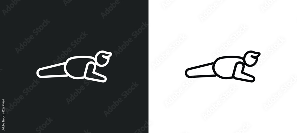 push ups outline icon in white and black colors. push ups flat vector ...