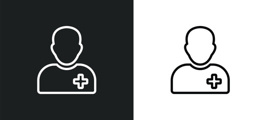 Wall Mural - pacient outline icon in white and black colors. pacient flat vector icon from people collection for web, mobile apps and ui.