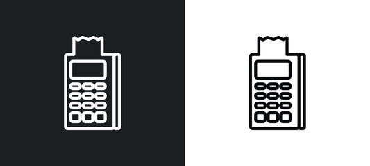 Wall Mural - point of service outline icon in white and black colors. point of service flat vector icon from paym