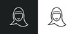 arab woman with hijab outline icon in white and black colors. arab woman with hijab flat vector icon from other collection for web, mobile apps and ui.