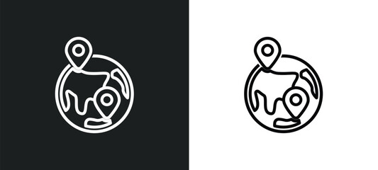 Wall Mural - localization outline icon in white and black colors. localization flat vector icon from networking c
