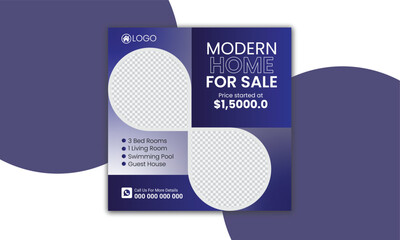 Wall Mural - Real estate home sale social media post banner design template instragram post template with elegant, abstract, Business.