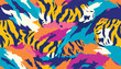 Hand drawn abstract colorful pattern with tigers skin. Creative collage contemporary seamless pattern. Fashionable trendy template for design.